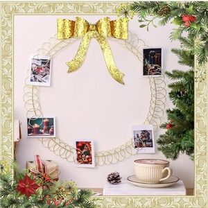 Gold Holiday Photo Wreath